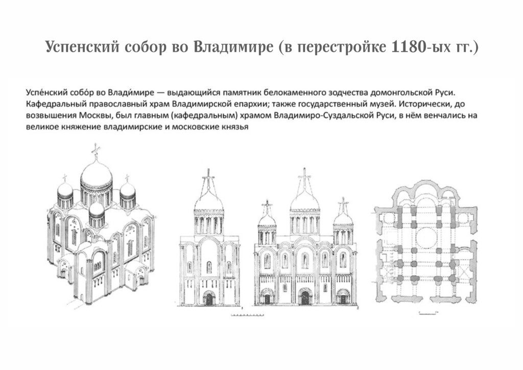 Успенский собор во владимире план фасад